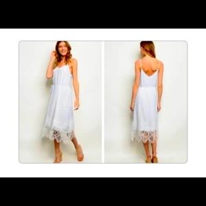 Blue and white candystripes knee-length dress